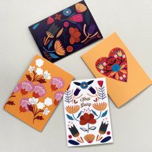 4 bright floral greetings cards