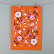 Orange floral A4 print