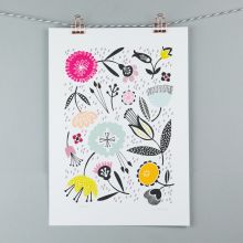 Mid century inspired floral A4 print