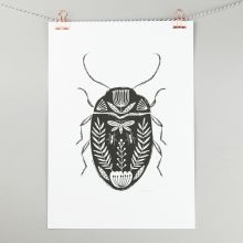 A4 folk art beetle illustration