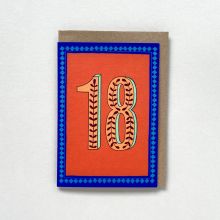 Red & Blue 18 Milestone Birthday Card