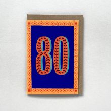 Orange & Blue 80 Milestone Birthday Card