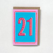 Blue & Pink 21 Milestone Birthday Card