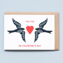 Two Swallows Valentine's Day Card, For You