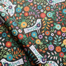 Folk birds & flowers gift wrap
