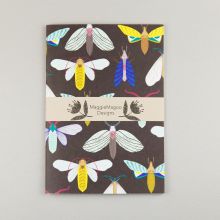 A5 notebook, dark moths pattern