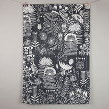 Black & white floral tea towel