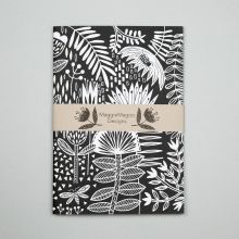 A5 notebook black & white floral pattern