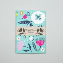 A6 aqua floral notebook