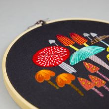 Toadstool and mushroom DIY embroidery printed fabric