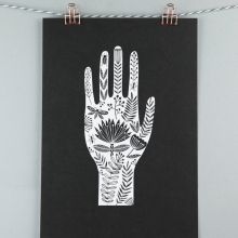 A3 print, tattoo inspired hand illustration