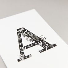 A5 letter print A - I, folk art alphabet