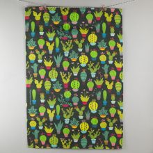 Dark cactus pattern tea towel