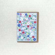 Graphic ditsy flowers card