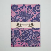 A5 navy & pink floral patterned notebook