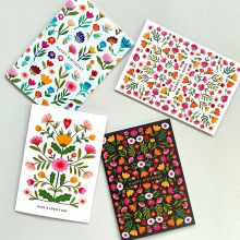 Four folky floral greetings cards