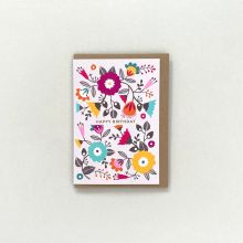 Retro floral birthday card