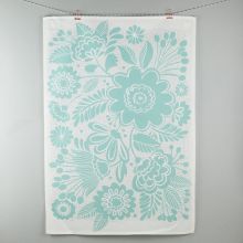 Mint floral pattern tea towel