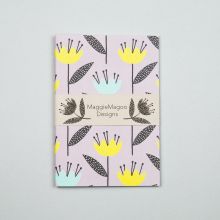 A6 notebook grey floral pattern