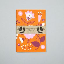 A6 orange floral notebook