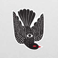 Folklore Black Dove Bird Die Cut Sticker