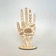 Etched wooden hand decoration